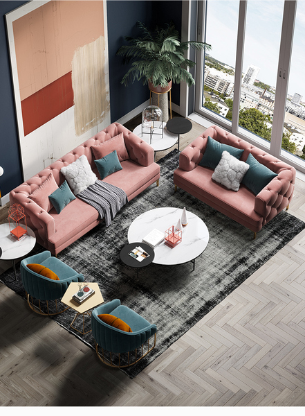 1+2+3组合沙发 新款丝绒布艺沙发后现代简约轻奢小户型沙发